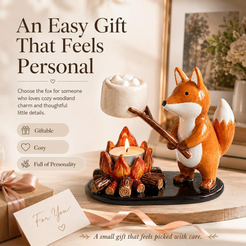 Campfire Animal Tea Light Holder – Rustic Resin Candle Lantern for Home & Outdoor Ambience Decor