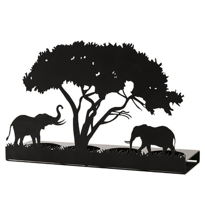 Golden Safari Metallic Candle Holder Set - Sleek Elephant & Giraffe Taper Candlestick Stands, Modern Aesthetic Dining Table Decor for Weddings & Parties