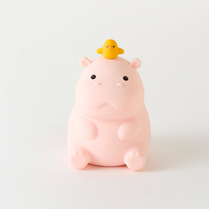 Whimsical Hippo Silicone Tap Nightlight - USB Rechargeable Dimmable Mood Lamp, Soft Bedside Nursing Light with Auto-Off Timer, Unique Night Gift