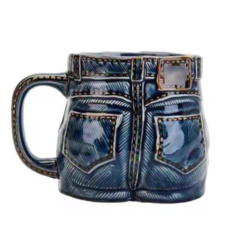 Creative Denim Jeans Shaped Ceramic Mug | Funny Retro Coffee Cup | Unique Novelty Drinkware Gift