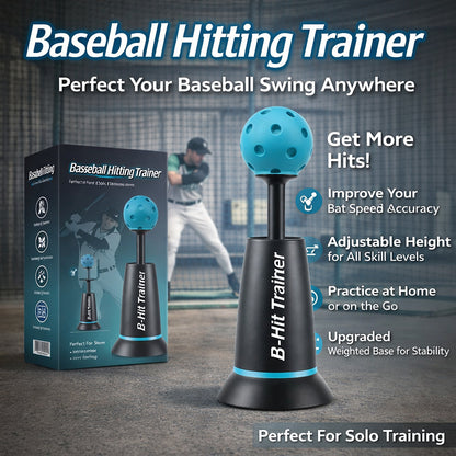 Pro Baseball Swing Hitting Trainer - Heavy-Duty Solo Batting Practice Tee, Portable Skill Improvement Equipment for Home Backyards & Field Training