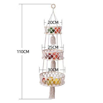 🍎 3-Tier Hanging Fruit Basket Save Counter Space & Display Fresh Produce Beautifully