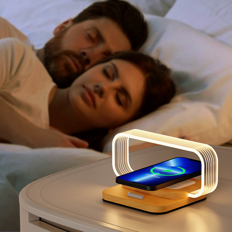 3-in-1 Acrylic Touch Table Lamp with 15W Wireless Charger - Portable Dimmable Cordless LED Light, Modern Aesthetic Bedside Charging Station Lamp