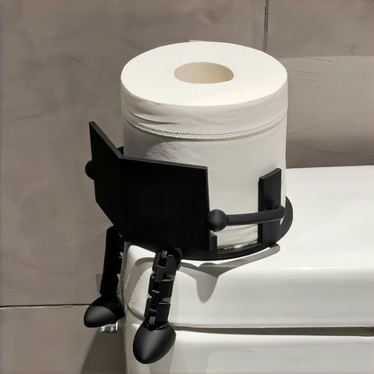 Funny Reading Little Man Toilet Paper Stand - Whimsical Bathroom Roll Tissue Holder, Creative Desktop Shelf Sitter Ornament & Novelty Gift
