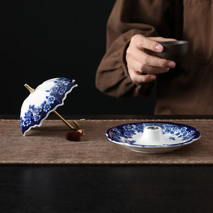 ☂️ Creative Blue-and-White Porcelain Umbrella Tea Strainer
