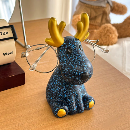 Whimsical Reindeer Glasses Holder - Adorable Deer Animal Eyewear Display Stand, Creative Office & Nightstand Desktop Ornament, Unique Gift for Coworkers