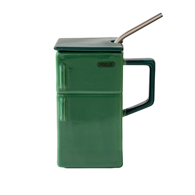 Retro Fridge Coffee Mug with Straw