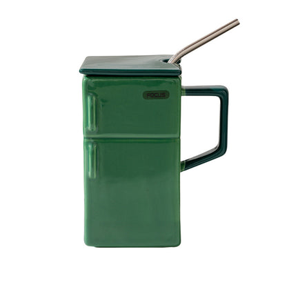 Retro Fridge Coffee Mug with Straw
