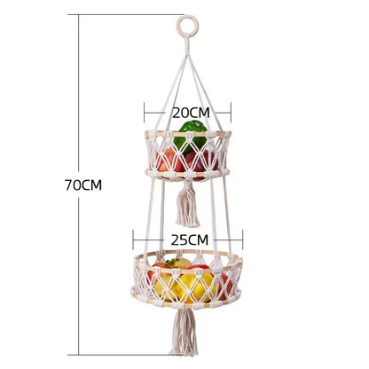 🍎 3-Tier Hanging Fruit Basket Save Counter Space & Display Fresh Produce Beautifully