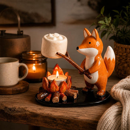 Campfire Animal Tea Light Holder – Rustic Resin Candle Lantern for Home & Outdoor Ambience Decor