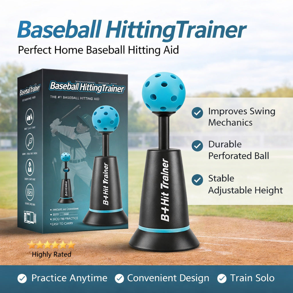 Pro Baseball Swing Hitting Trainer - Heavy-Duty Solo Batting Practice Tee, Portable Skill Improvement Equipment for Home Backyards & Field Training