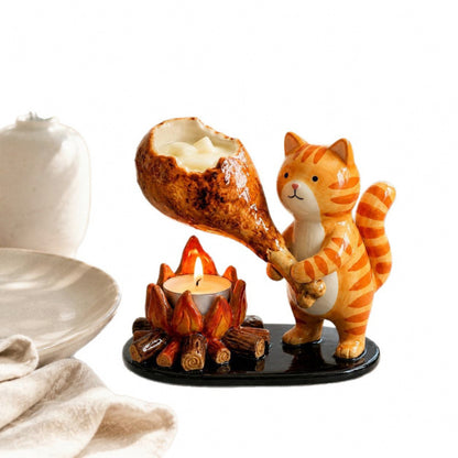 Campfire Animal Tea Light Holder – Rustic Resin Candle Lantern for Home & Outdoor Ambience Decor
