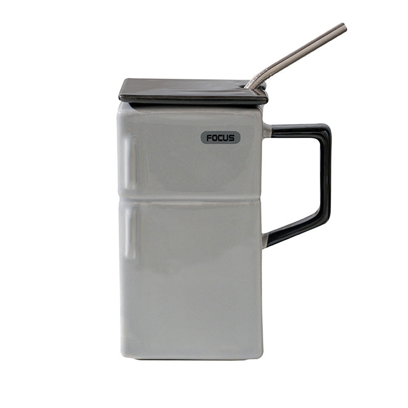 Retro Fridge Coffee Mug with Straw