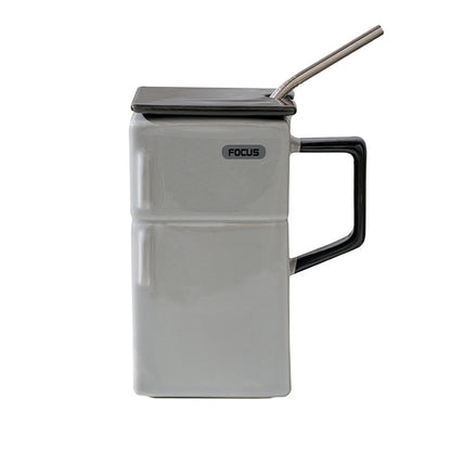 Retro Fridge Coffee Mug with Straw