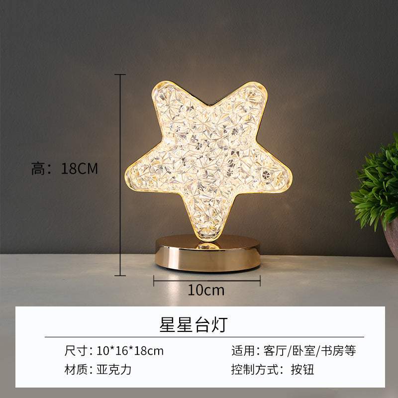Celestial Starry Moon Ambient Lamp - Cordless Touch-Control Nightlight, Romantic Dinner & Bedroom Mood Lighting