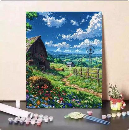 DIY Paint by Numbers Landscape Kit | 30×40cm Canvas | Eco-Friendly Paints