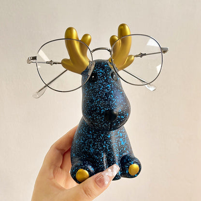 Whimsical Reindeer Glasses Holder - Adorable Deer Animal Eyewear Display Stand, Creative Office & Nightstand Desktop Ornament, Unique Gift for Coworkers