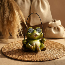 Solar Garden Swing Frog Statue – Resin Outdoor LED Light Up Patio & Yard Decor Ornament