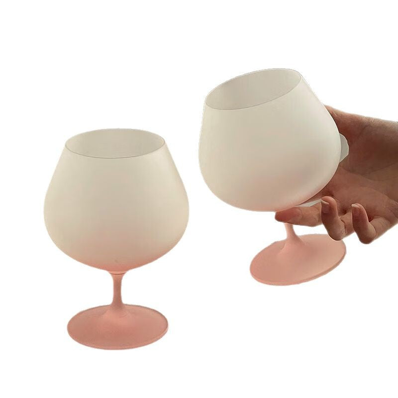Gradient Pink Frosted Stem Wine Glass