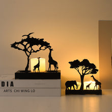 Golden Safari Metallic Candle Holder Set - Sleek Elephant & Giraffe Taper Candlestick Stands, Modern Aesthetic Dining Table Decor for Weddings & Parties
