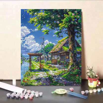 DIY Paint by Numbers Landscape Kit | 30×40cm Canvas | Eco-Friendly Paints