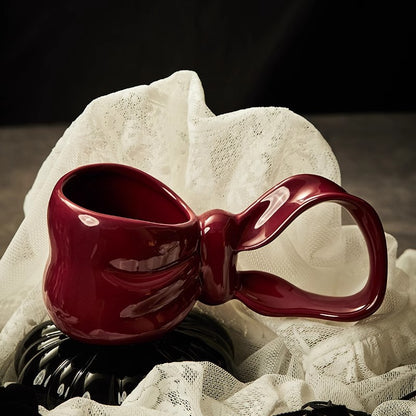 Bow Handle Ceramic Coffee Mug