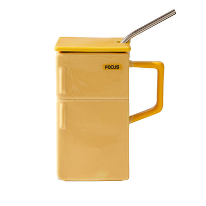 Retro Fridge Coffee Mug with Straw