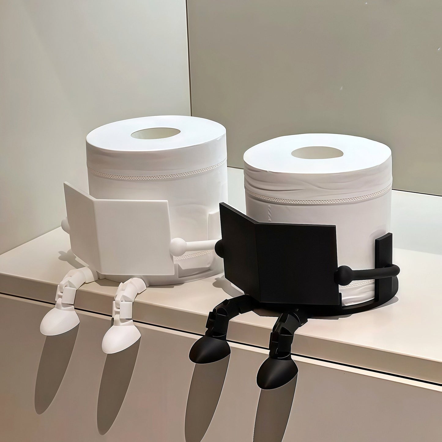 Funny Reading Little Man Toilet Paper Stand - Whimsical Bathroom Roll Tissue Holder, Creative Desktop Shelf Sitter Ornament & Novelty Gift