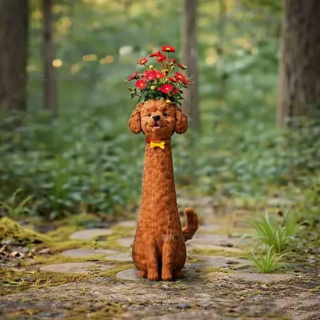 Whimsical Handmade Cat & Dog Vase - Creative Resin Animal Figurine & Planter, Eclectic Shelf Sitter Centerpiece, Novelty Pet Memorial Gift