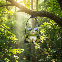 Solar Garden Swing Frog Statue – Resin Outdoor LED Light Up Patio & Yard Decor Ornament