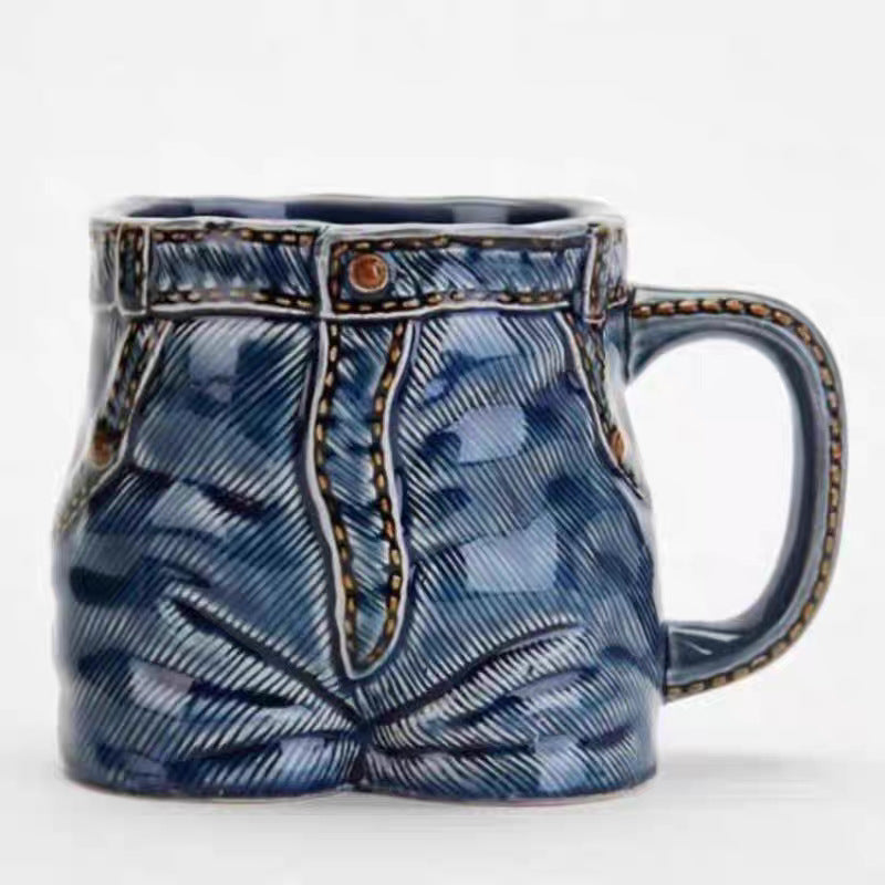 Creative Denim Jeans Shaped Ceramic Mug | Funny Retro Coffee Cup | Unique Novelty Drinkware Gift