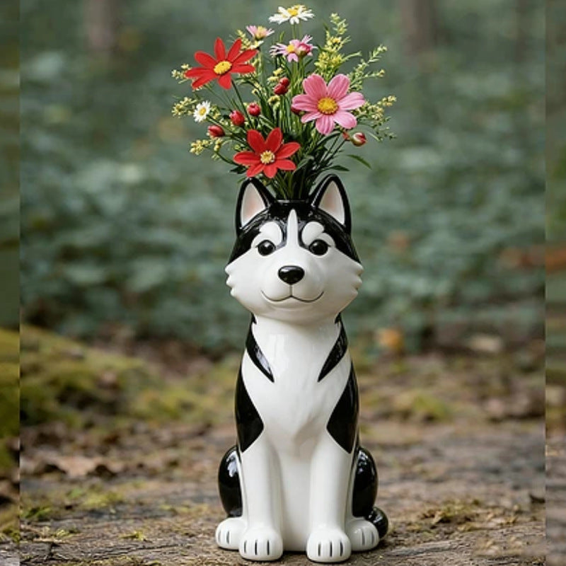 Whimsical Handmade Cat & Dog Vase - Creative Resin Animal Figurine & Planter, Eclectic Shelf Sitter Centerpiece, Novelty Pet Memorial Gift