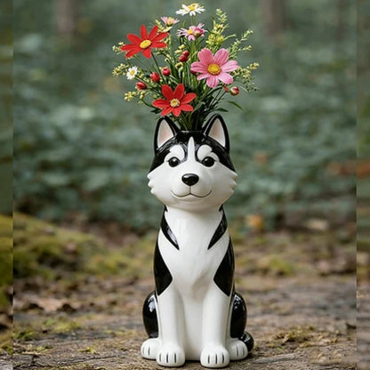 Whimsical Handmade Cat & Dog Vase - Creative Resin Animal Figurine & Planter, Eclectic Shelf Sitter Centerpiece, Novelty Pet Memorial Gift