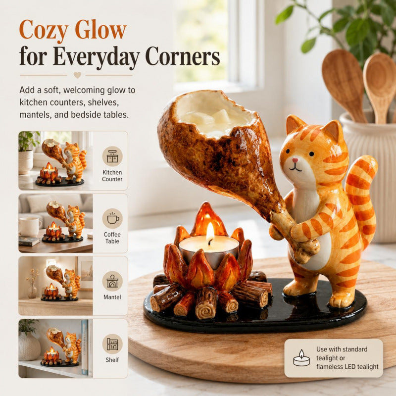Campfire Animal Tea Light Holder – Rustic Resin Candle Lantern for Home & Outdoor Ambience Decor