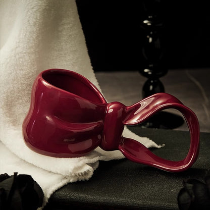 Bow Handle Ceramic Coffee Mug