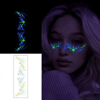 Halloween Glow in the Dark Face Tattoos – 3 Color UV Neon