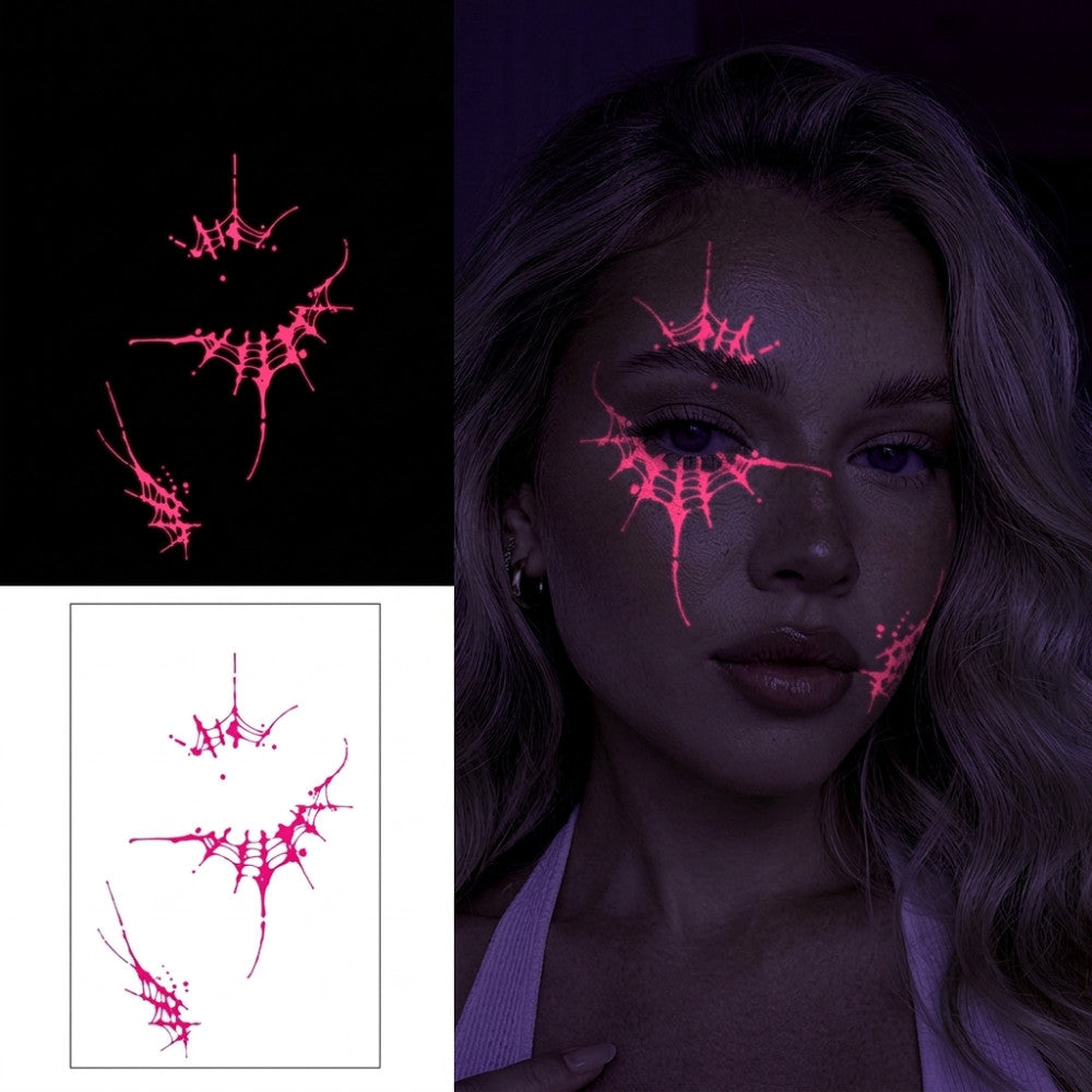 Halloween Glow in the Dark Face Tattoos – 3 Color UV Neon