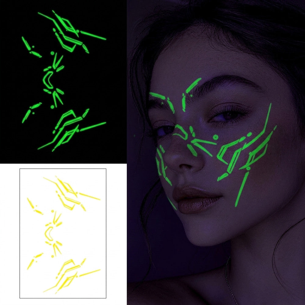 Halloween Glow in the Dark Face Tattoos – 3 Color UV Neon