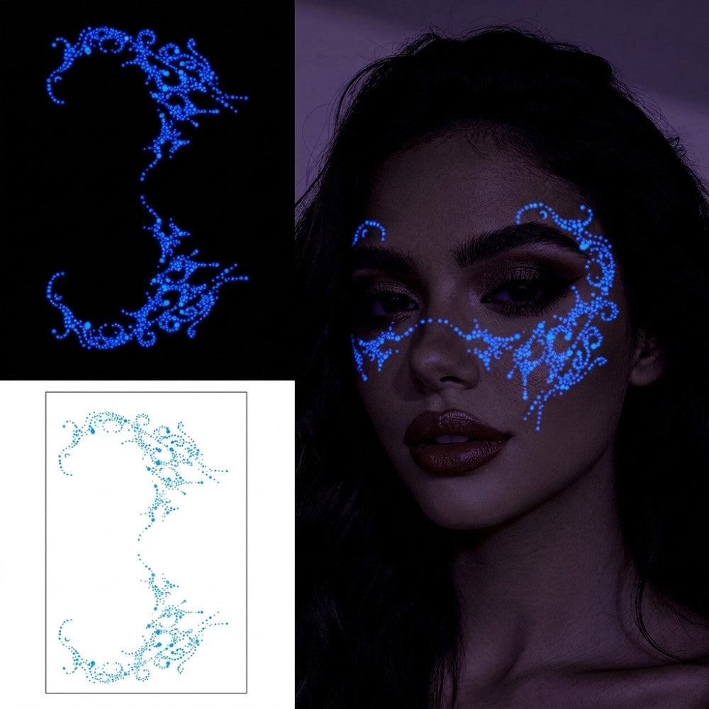 Halloween Glow in the Dark Face Tattoos – 3 Color UV Neon