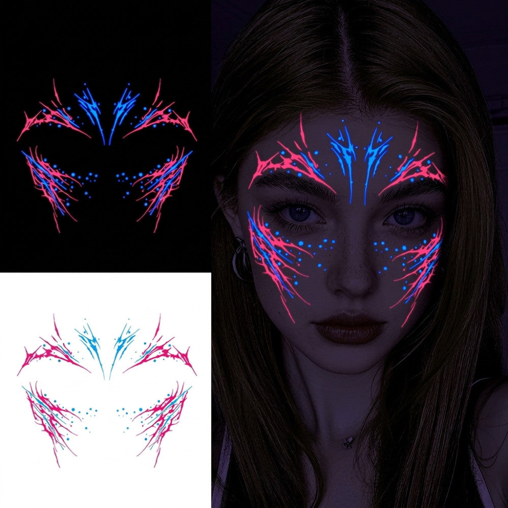 Halloween Glow in the Dark Face Tattoos – 3 Color UV Neon