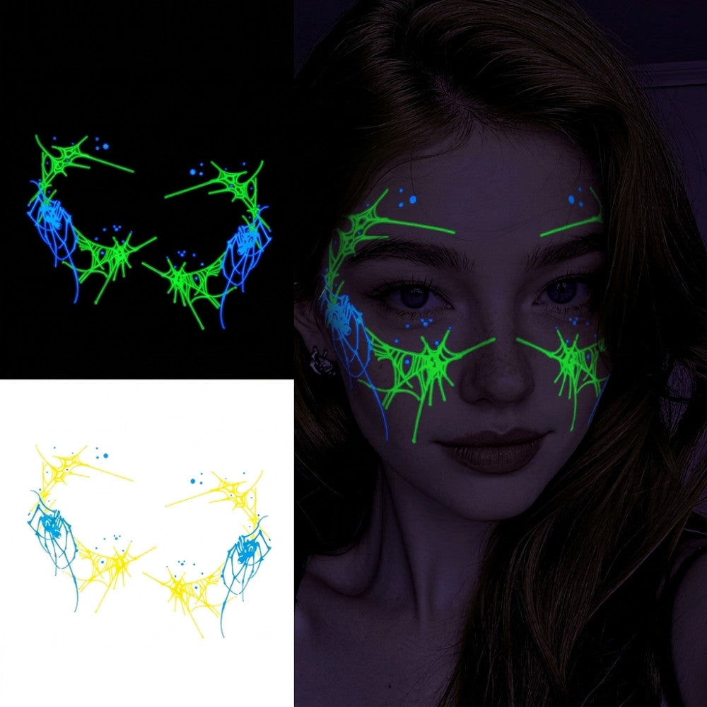 Halloween Glow in the Dark Face Tattoos – 3 Color UV Neon