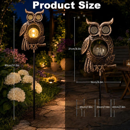 Outdoor Solar-Powered Kinetic Metal Owl Light
