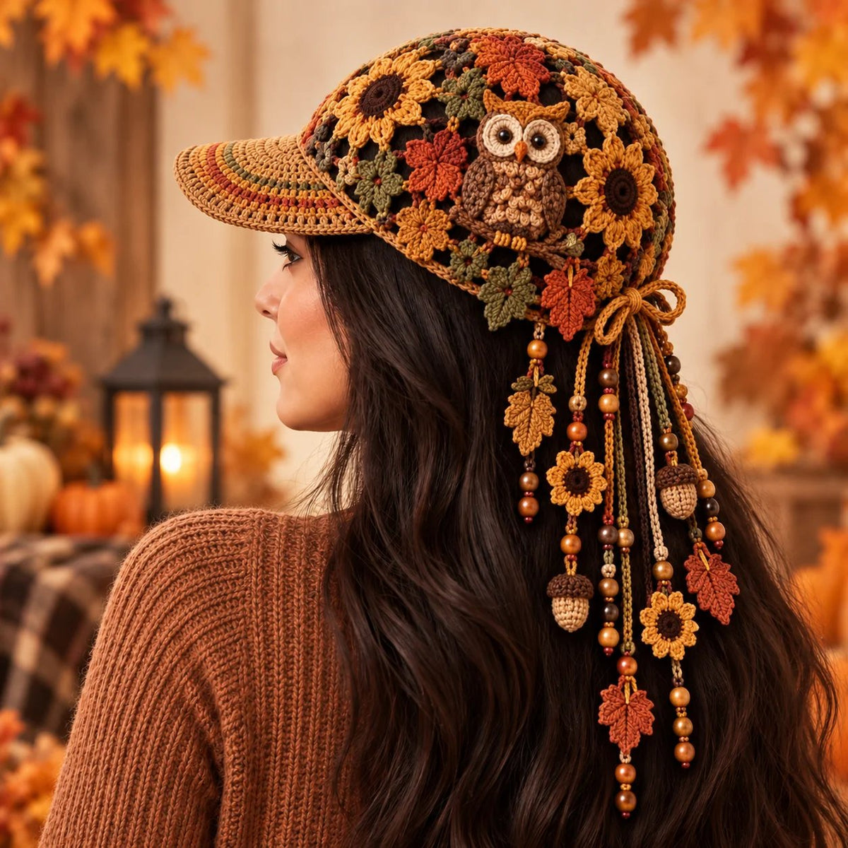 Women’s Handmade Crochet Autumn Baseball Cap