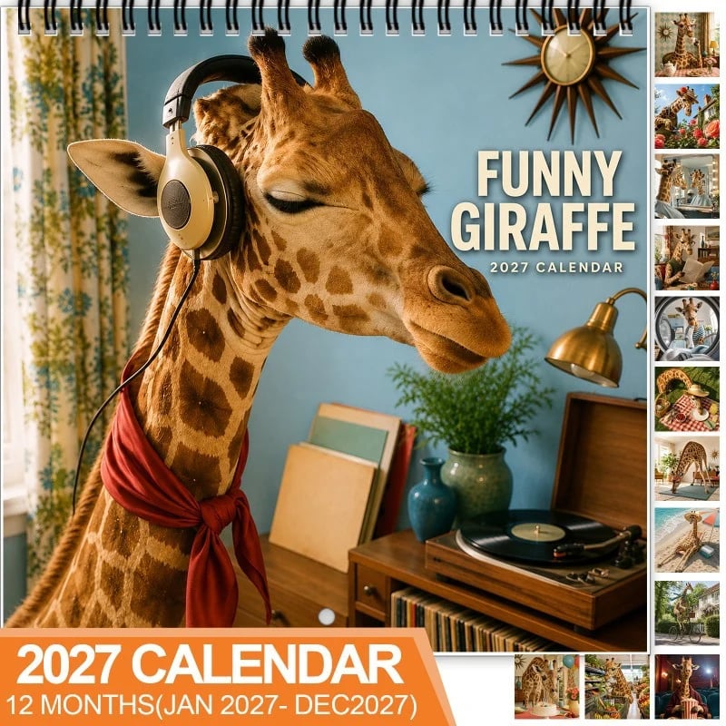 Funny Giraffe 2027 Wall Calendar