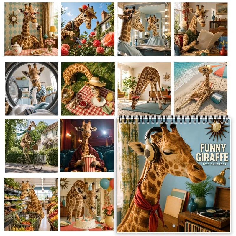 Funny Giraffe 2027 Wall Calendar