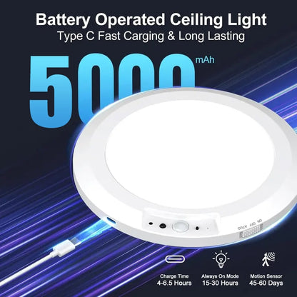 Rechargeable Motion Sensor Ceiling Light with Remote - Magnetic Wireless Ceiling Light Battery Powered for Closet Shower Stairs Shed Hallway Porch Patio ect