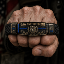 Police Officer Tribute Leather Bracelet – Honor • Duty • Sacrifice