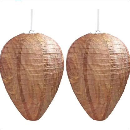 Wasp Nest Decoy 4 Pack 11" x 8.7" – Outdoor Hanging Fake Hornet Nest, Natural Wasp Repellent for Patio, BBQ, Backyard