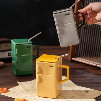 Retro Fridge Coffee Mug with Straw