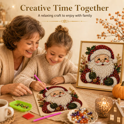 🎄  Premium 3D Pearl Christmas Diamond Painting Art Kit | Luxury Flocked Canvas with Scratch-Resistant Non-Fading Pearl Beads DIY Holiday Decor 🎅⛄️❄️